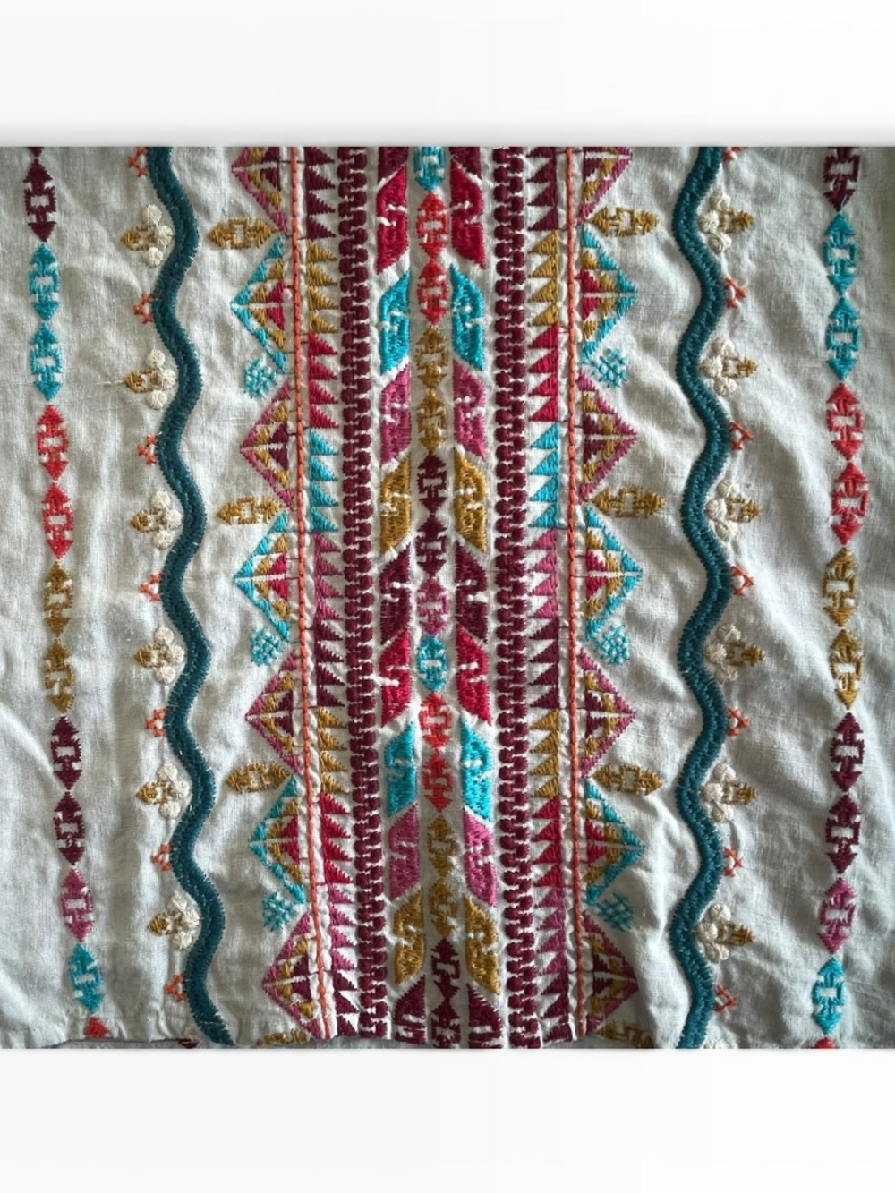 Johnny Was Linen Embroidered Boho Blouse Floral Tunic Top Relaxed Fit - Picture 3 of 16